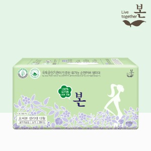 Organic pure cotton sanitary napkin Large 28P, 1 pack